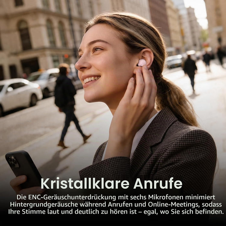 TOZO NC9 In Ear Kopfhörer Kabellos Bluetooth 5.3 mit Hybrid Active Noise Cancelling, 6 Mikrofone für