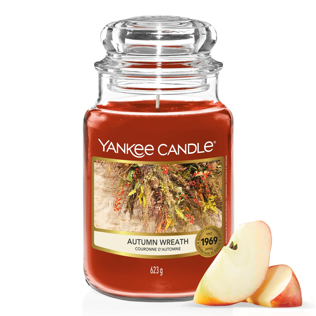 Yankee Candle Duftkerze im Glas (gross) | Autumn Wreath | Kerze mit langer Brenndauer bis zu 150 Stu