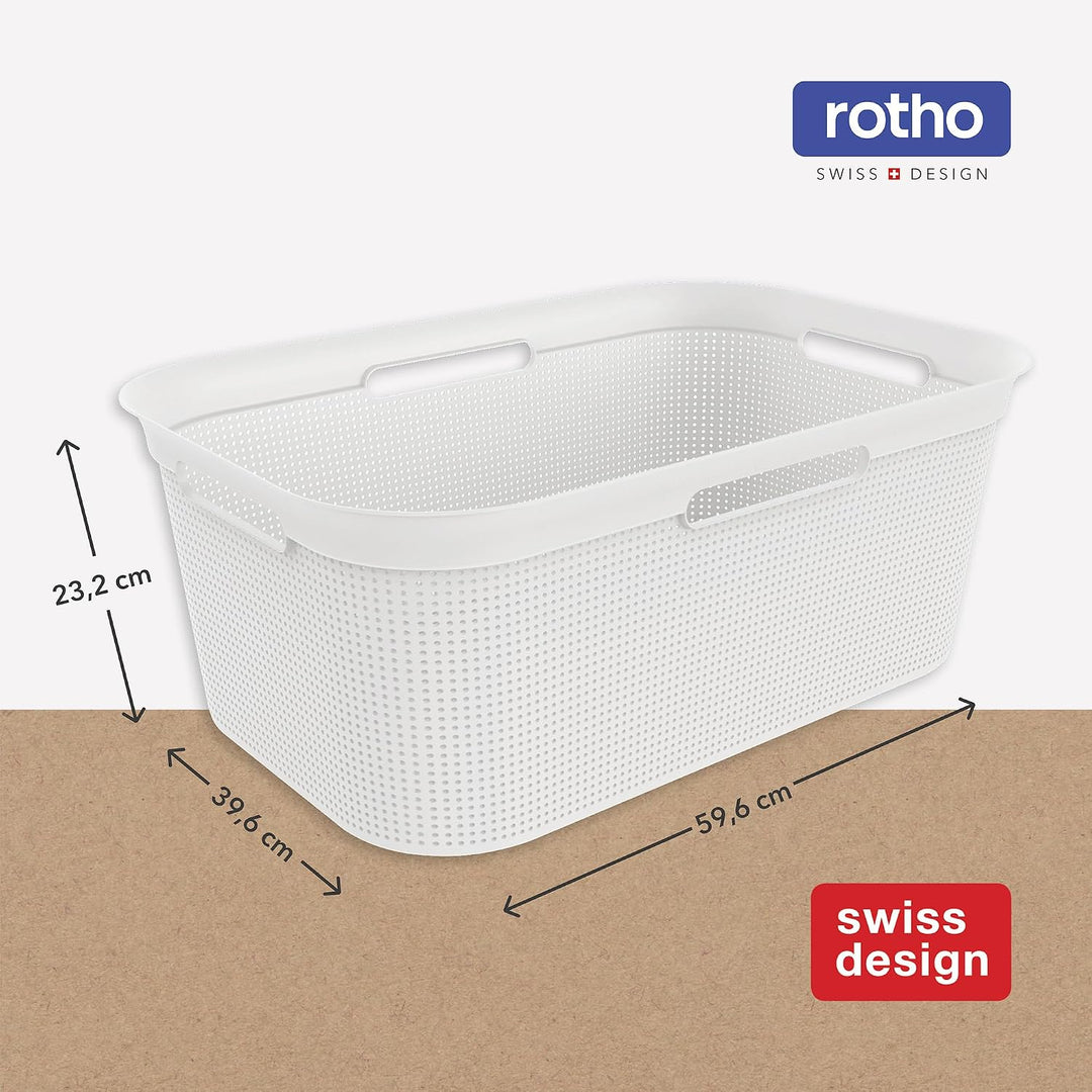Rotho Brisen 4er-Set Wäschekorb 40l, Kunststoff (PP) BPA-frei, weiss, 4 x 40l, Weiss