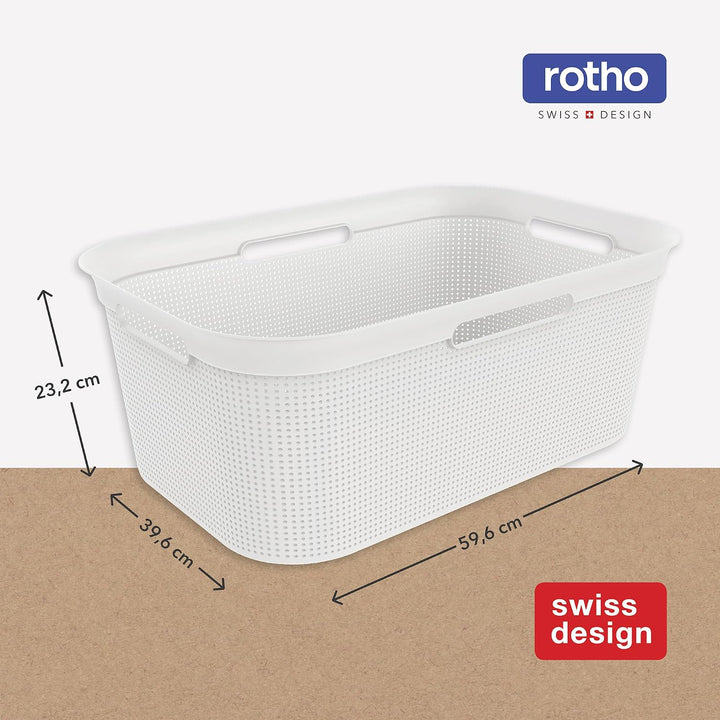 Rotho Brisen 4er-Set Wäschekorb 40l, Kunststoff (PP) BPA-frei, weiss, 4 x 40l, Weiss