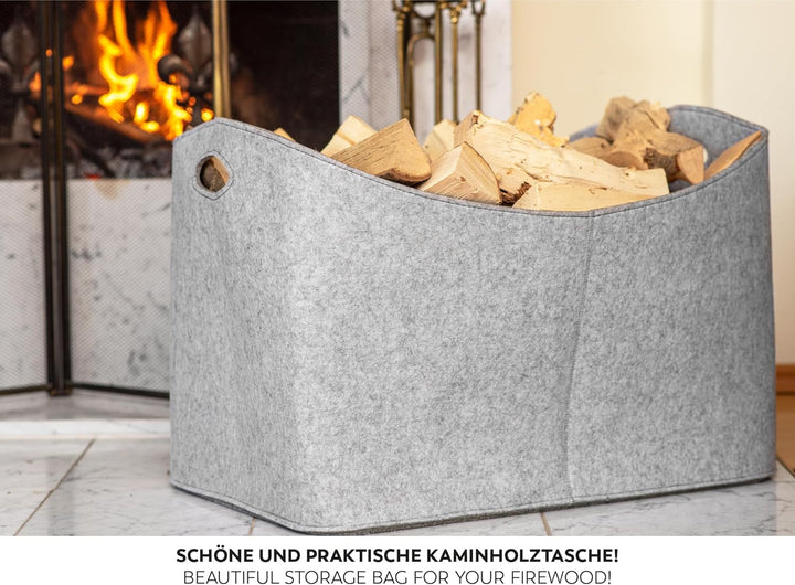 Rubberneck Kaminholztasche Gross 3XL - Filz Aufbewahrungtasche für Kaminholz, Zeitungen - Masse 63 x