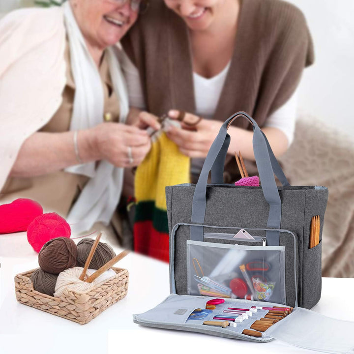 Teamoy Stricktasche Aufbewahrung, Aufbewahrungstasche für Wolle, Stricknadeln, Häkelnadeln, Strickpr