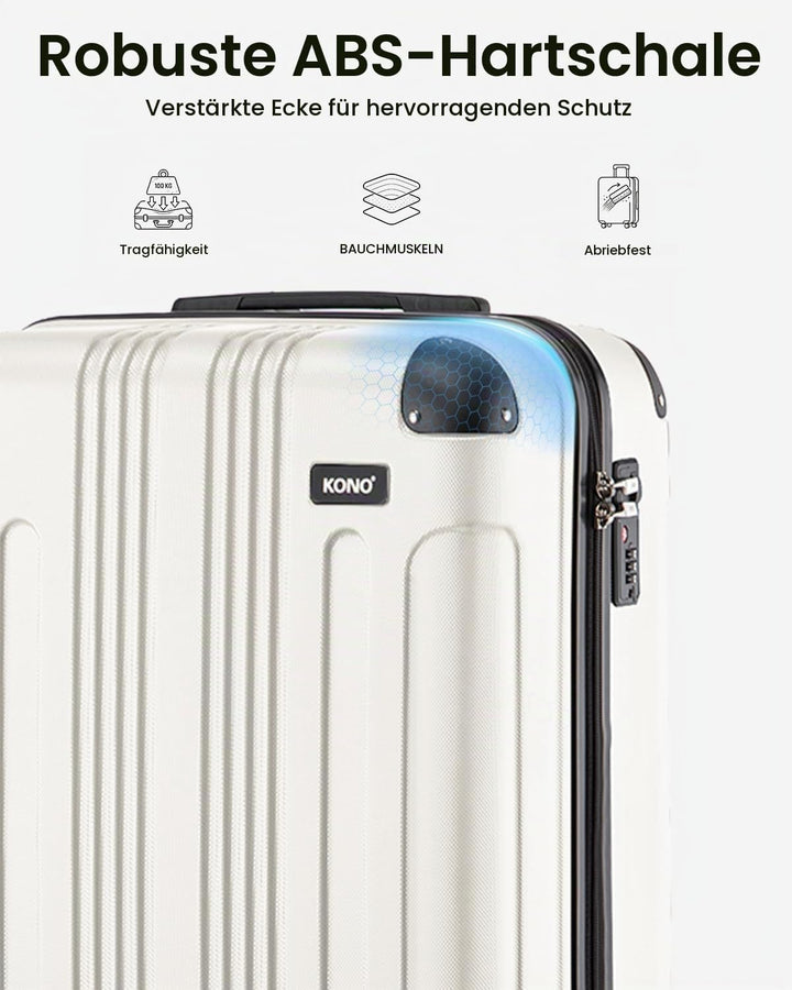 KONO 65cm Koffer Mittelgross Hartschale Trolley Rollkoffer Reisekoffer mit 4 Rollen 65x42x26cm (Koff