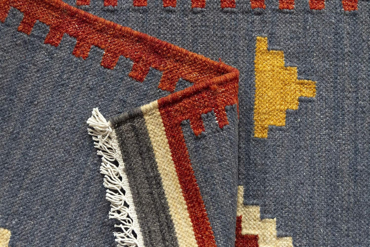 HAMID - Kelim Teppich Lori mit Geometrischem Oriental Design - 100% Wolle - Handgeknüpfter Kelim - F