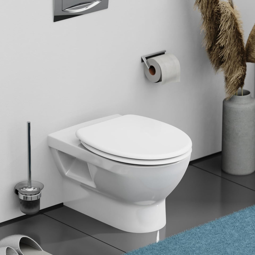 SCHÜTTE WC-Sitz mit Absenkautomatik/Klodeckel aus bruchsicherem Duroplast/Innovative DIY Montage/Toi