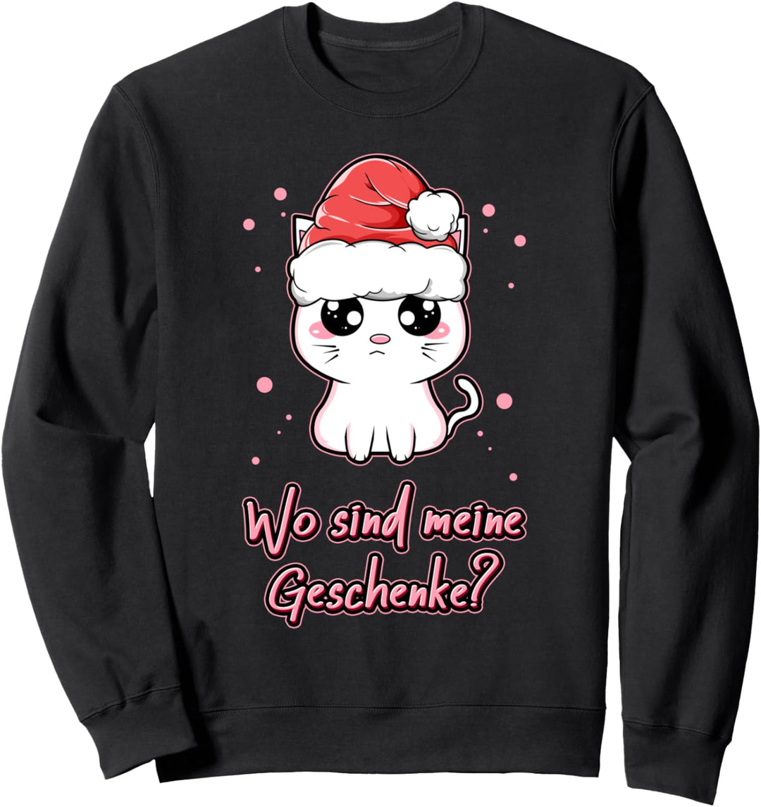 Christmas Katze Lustiges Katzen Xmas süsse Katze Weihnachten Sweatshirt