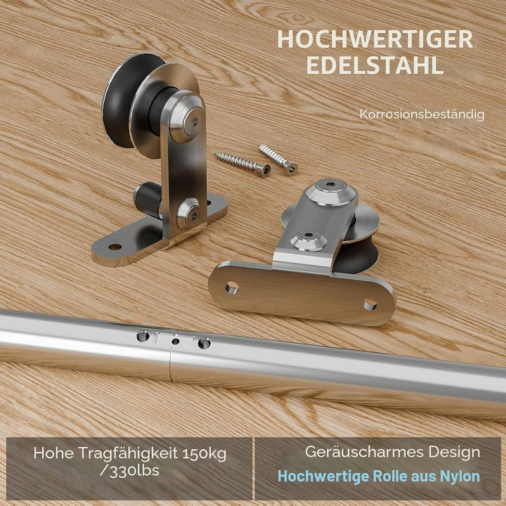 Schiebetürbeschlag Edelstahl 275cm Schiebetüren Schiebetürsystem Komplettset Laufschiene Rollen Set