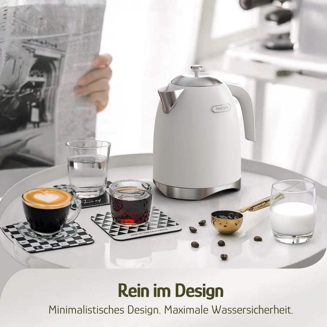 Hazel Quinn Schneller Elektrischer Wasserkocher mit 2200 Watt, 304 Edelstahl, Schnellkochfunktion, A