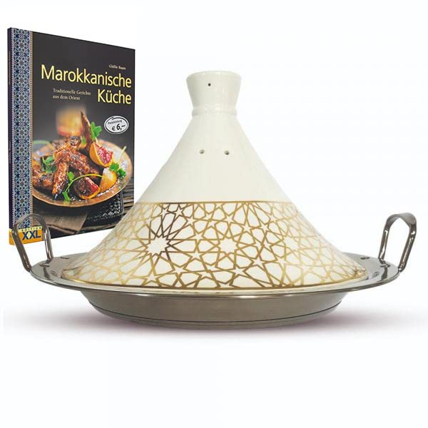 Tajine Set Kochbuch + Marokkanische Tajine Tagine Tagin Kochtopf Gartopf Royal Ø 26 cm Keramik Induk