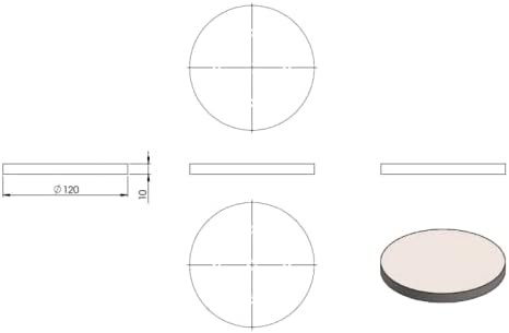 Ronde ø 120mm, Stärke 10mm, einseitig geschliffen, gelasert, mit Längsschliff