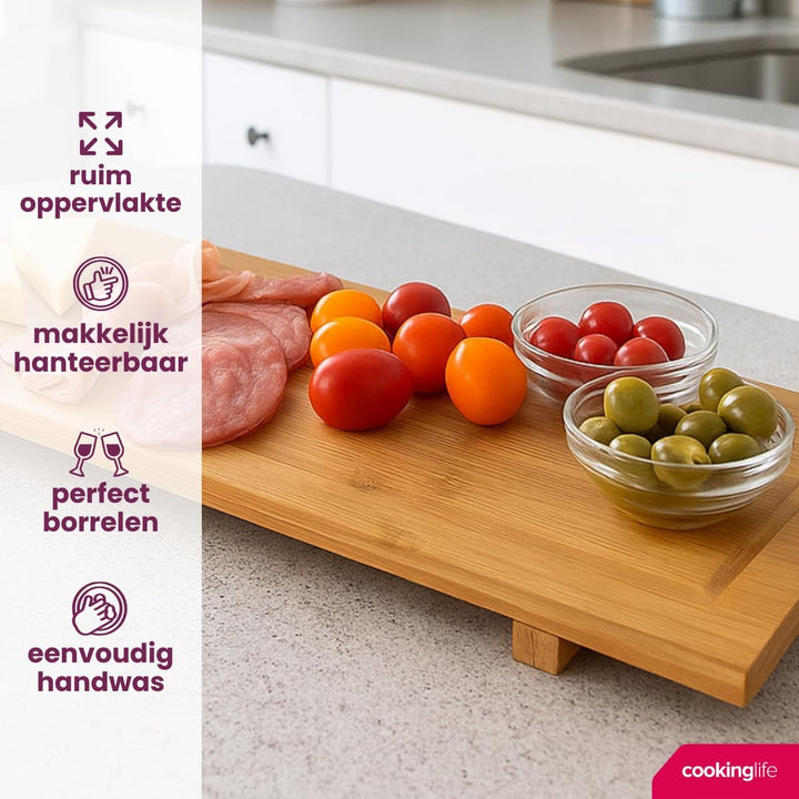 Cookinglife Servierbrett XL - Bambus - 88 x 26 cm, 88 x 26 cm