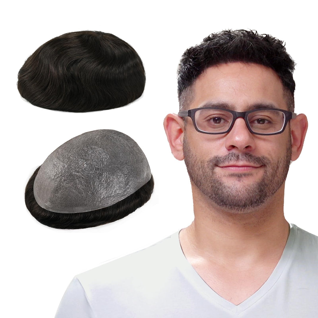 Lordhair Toupet Echthaar Männer,Perücke Männer,0,03 mm Dünne Leder Basis 20 * 25 CM Leichtes Haarers