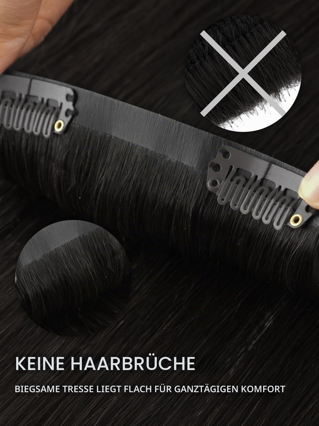 Nahtlose Clip In Extensions Echthaar, 50cm 7pcs 150g Natürliches Schwarz Echthaar Extensions Clip Re
