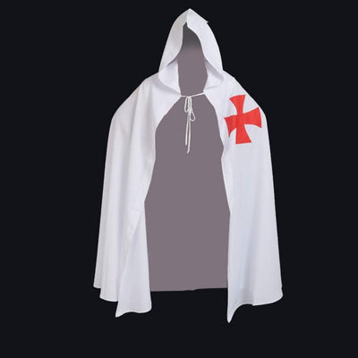 BLESSUME Mittelalter Ritter Kostüm Hospitaller Karneval LARP Weiss Cloak mit Kreuz (Weiss 1), Weiss