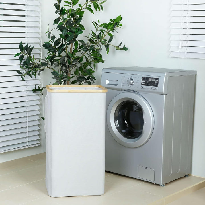 iEGrow Wäschekorb mit Deckel 110L, XL-Extra grosser Wäschesammler mit Herausnehmbarer und Waschbarer