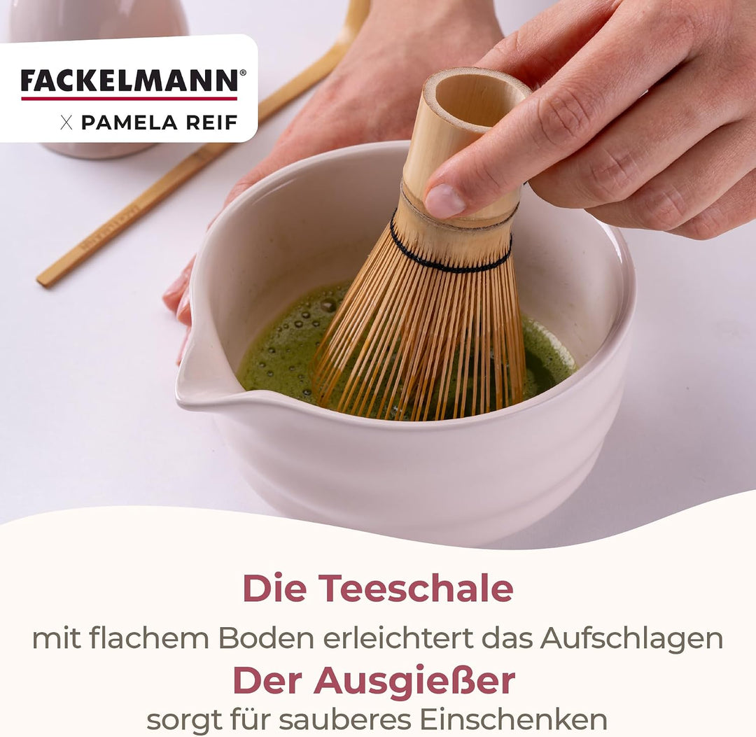 Fackelmann x Pamela Reif Matcha Tee Set aus Keramik &amp; Bambus