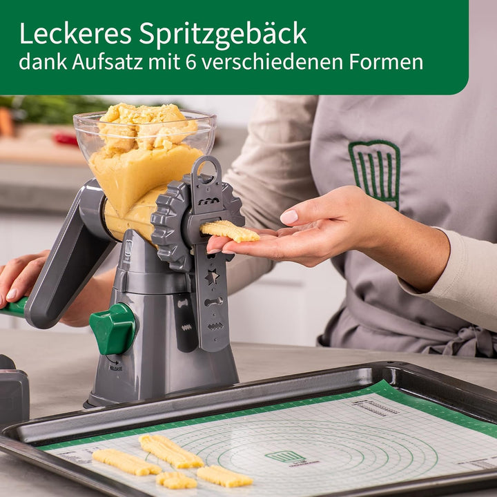 FACKELMANN Chefkoch Fleischwolf mit Gebäckvorsatz – Drehwolf für Fleisch oder als Gebäckpresse zum B