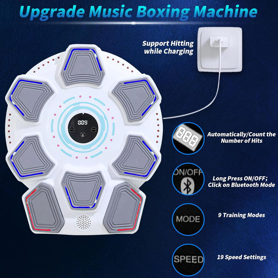 Music Boxing Machine für Erwachsene, Wandmontierte LED Licht Bluetooth Musikboxing Maschine Weiss-8