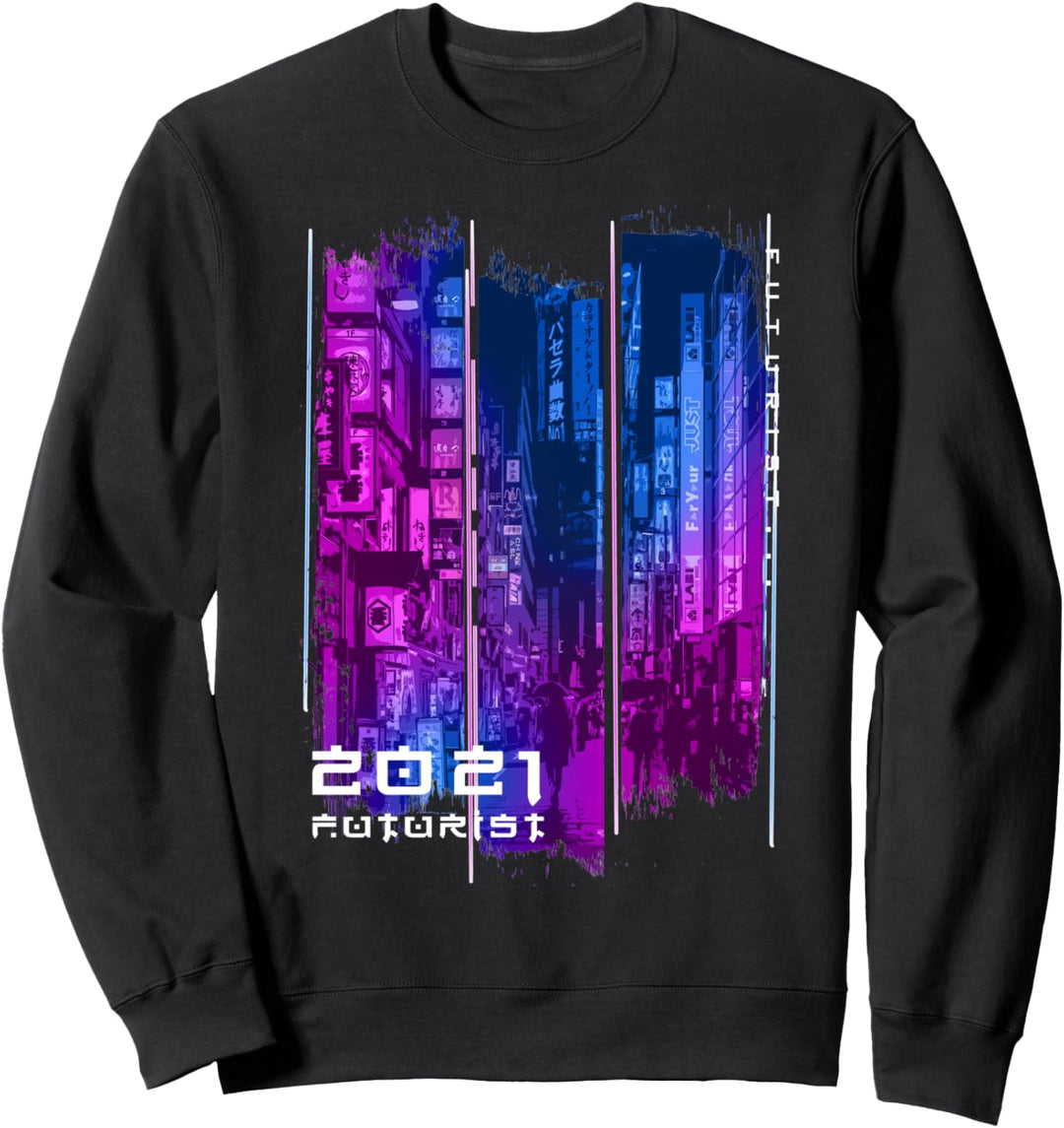 Retro Japanische Vaporwave Cyber Futuristic City Sweatshirt