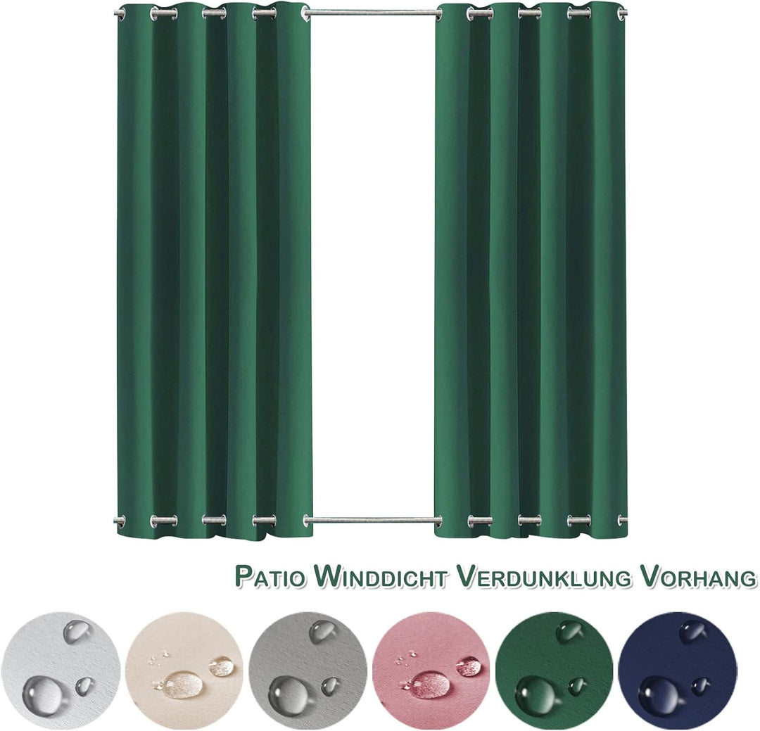 Rosnek Outdoor Vorhang Wetterfest Winddicht mit Obere und Untere Ösen,2 Stück Outdoorvorhänge 273x13