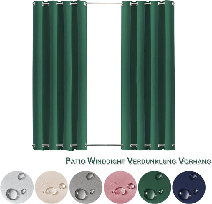 Rosnek Outdoor Vorhang Wetterfest Winddicht mit Obere und Untere Ösen,2 Stück Outdoorvorhänge 273x13