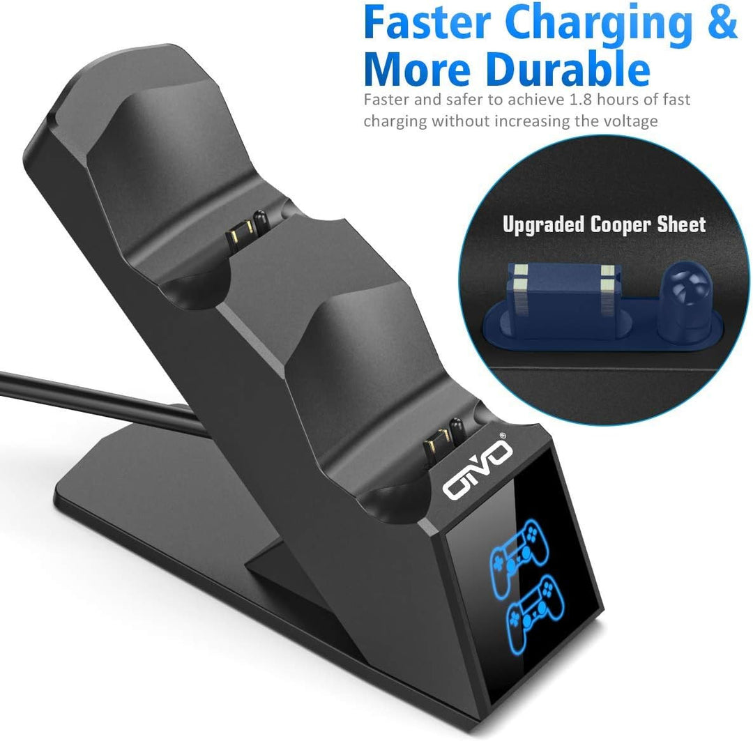 OIVO PS4 Controller Ladestation, Controller Ladestation Charger mit 1,8-Stunden-Ladechip, PS4 Ladege