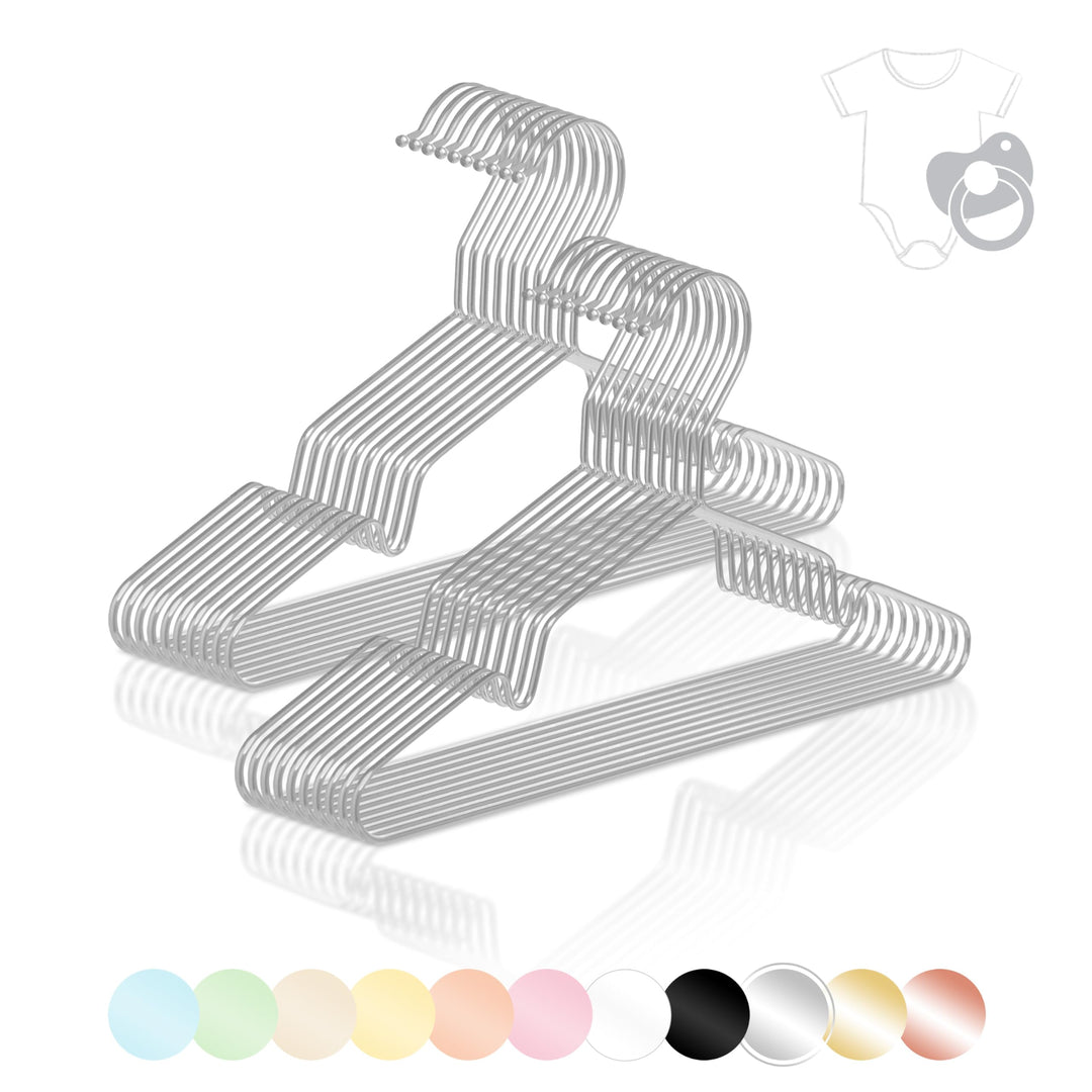 ROW&LINE® – Baby Kleiderbügel (30 cm) – 20 Stück (Silber) – platzsparende Kinderkleiderbügel für Kin
