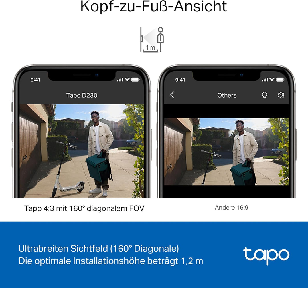 Tapo D230S1 Video-Türklingel Akku (Video Doorbell) | Türklingel mit Kamera, 2K 5MP, Farbe Nachtsicht