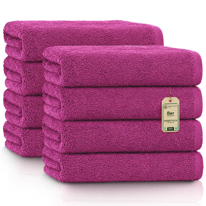 NatureMark NM-HT0701 8-er Spar-Pack Frottier Handtücher, 50 x 100 cm, Pink, Pink