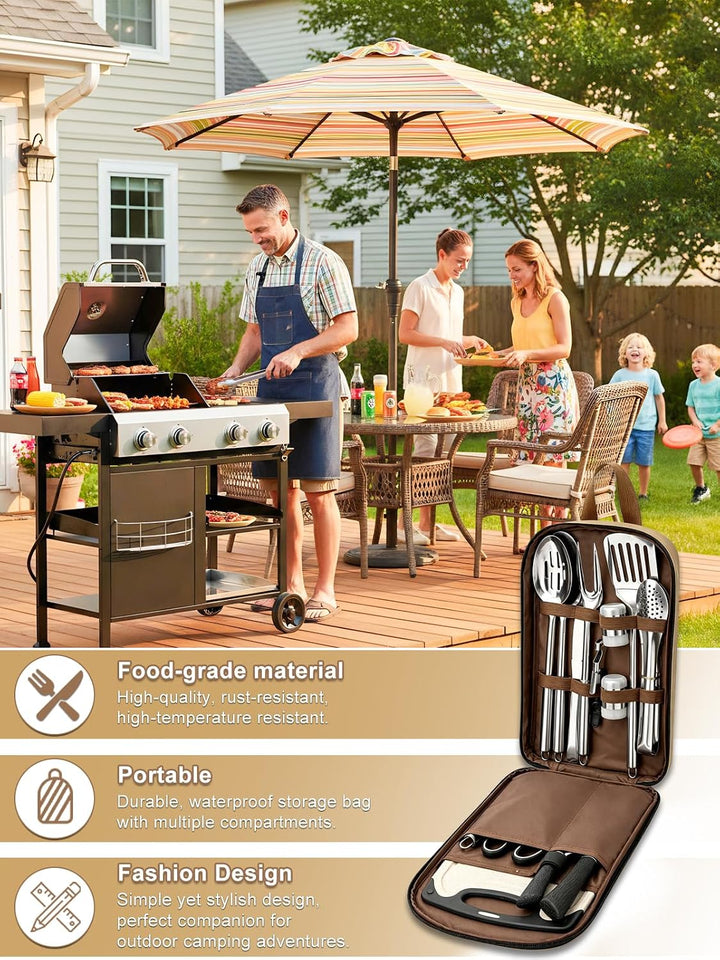 Camping-Kochgeschirr, 15pcs Camping Zubehör Kochen Camp Essentials Edelstahl Outdoor Kochgeschirr mi