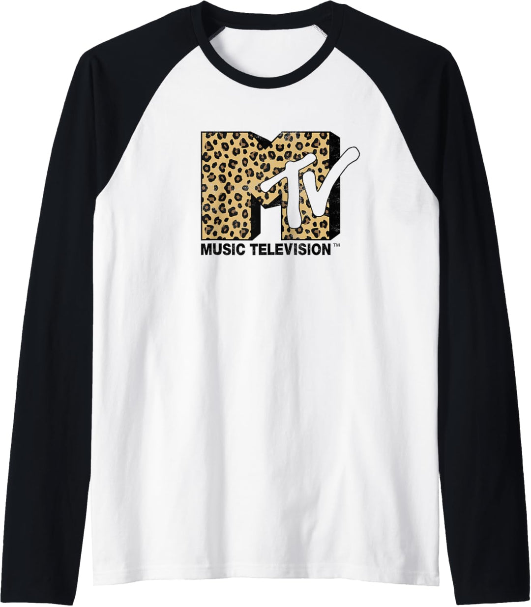 MTV Leopard Pattern Fill Logo Raglan