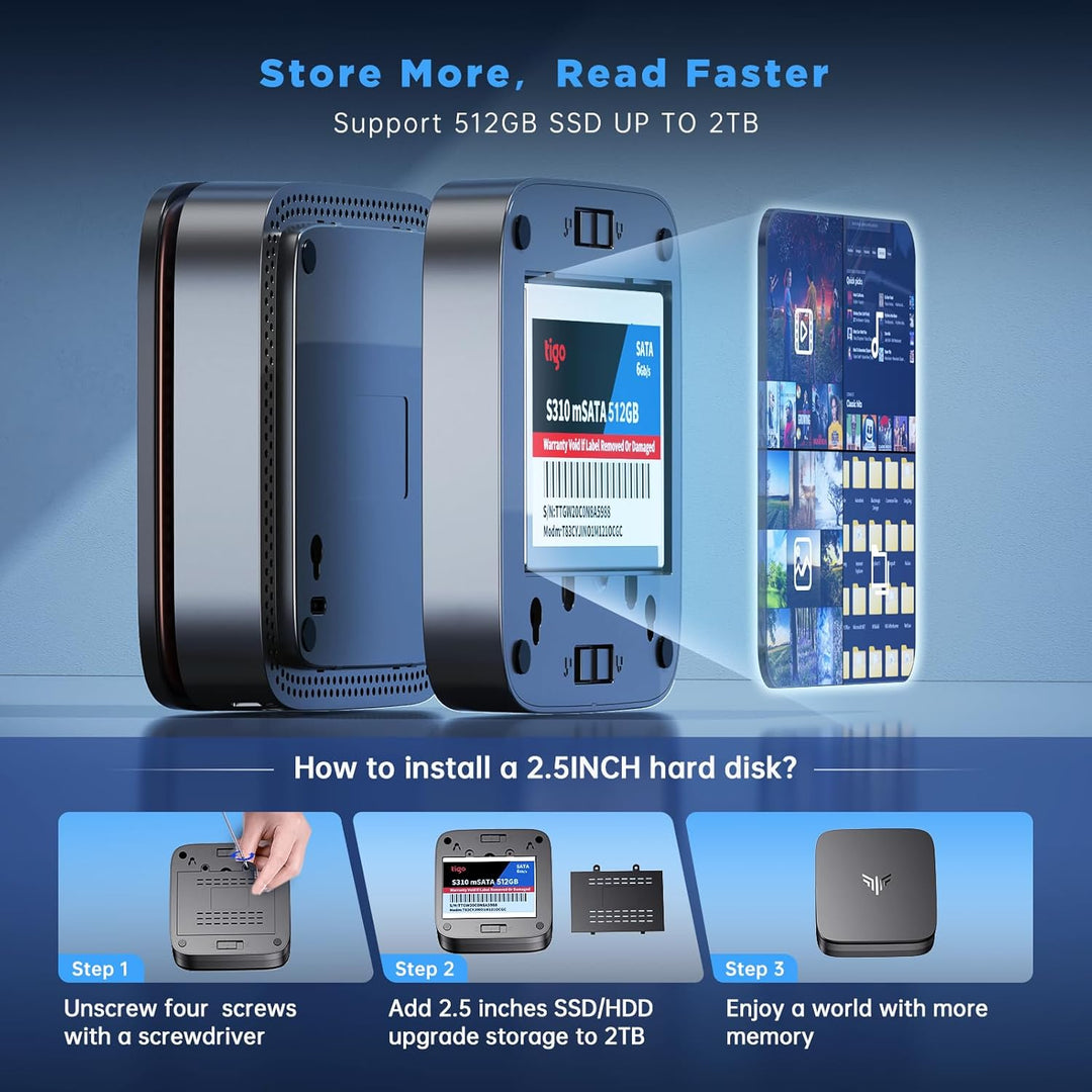 NiPoGi Mini PC Ιntel Alder Lake-N100(bis zu 3.4GHz) AK1PLUS Mini Computer 16GB DDR4/512GB M.2 SSD, W