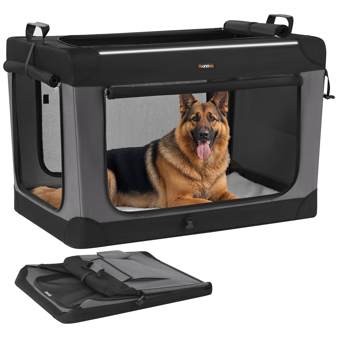 Feandrea Hundebox faltbar, 106,7 cm Transportbox für grosse Hunde, Hundetasche, Oxford-Gewebe, mit 4