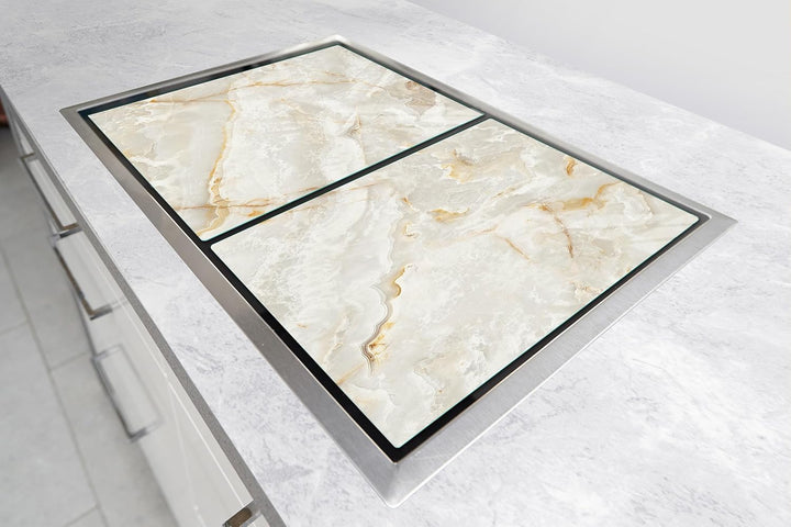 TMK ArtDeko Herdabdeckplatte 2 Teilig 40x52 + 45x52 cm - Spritzschutz Herdabdeckung – Herdschutz aus