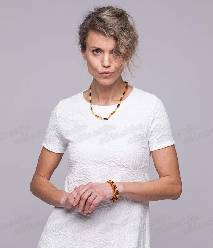 Baltische Bernsteinkette Damen – 100% Baltischer Bernstein - Bernsteinschmuck - Bernstein Perlen ech