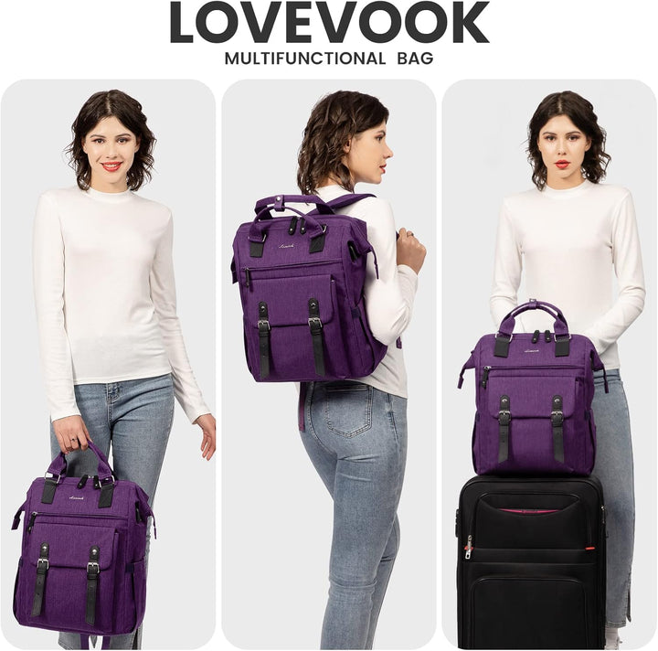LOVEVOOK Rucksack Damen, 15,6 Zoll Laptoptasche Schulrucksack Mädchen Teenager Reiserucksack Arbeits