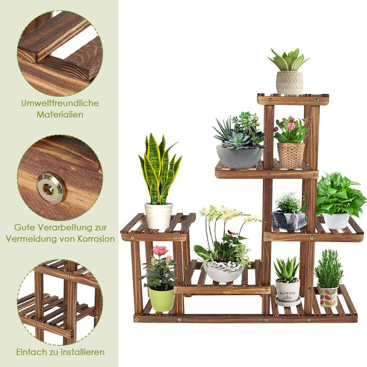 Ejoyous 5-lagiger Holz Blumenständer, mehrschichtiges Blumenregal Pflanzenregal Blumentöpfe Pflanzen