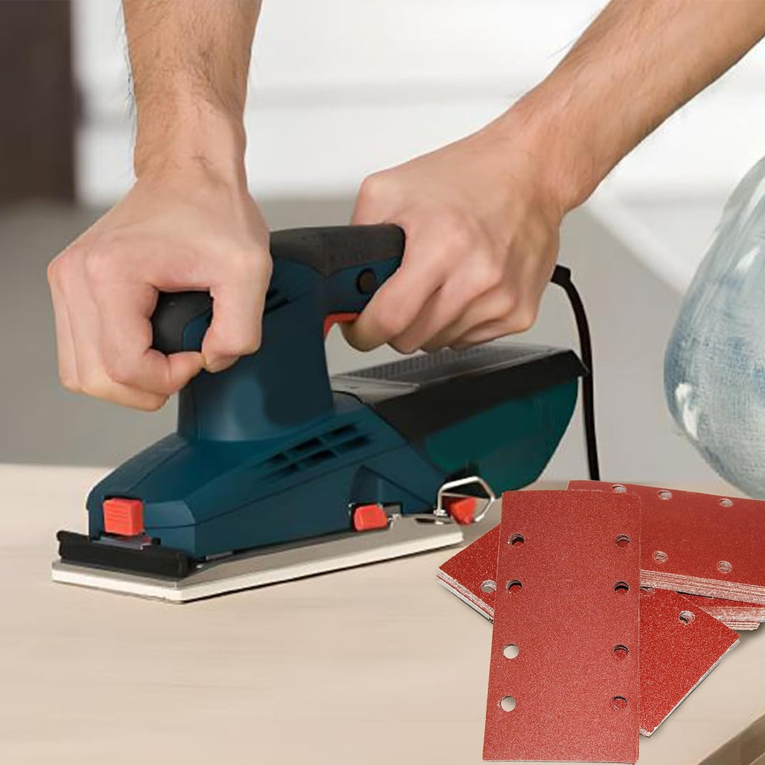 Senmai Tools Schleifpapier 93 x 185 mm Klett, Schleifblatt 8 Löcher, Schleifblätter Körnung 40 60 80