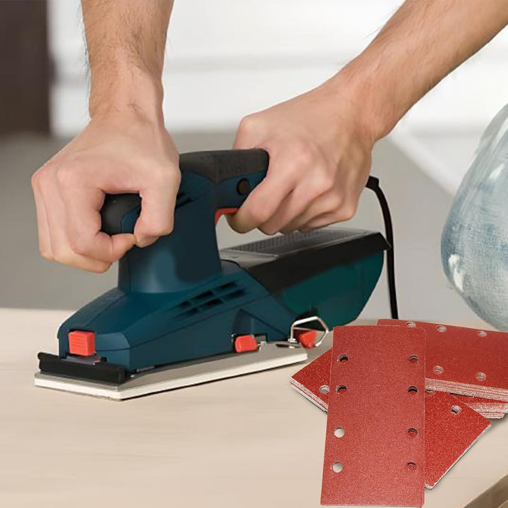 Senmai Tools Schleifpapier 93 x 185 mm Klett, Schleifblatt 8 Löcher, Schleifblätter Körnung 40 60 80