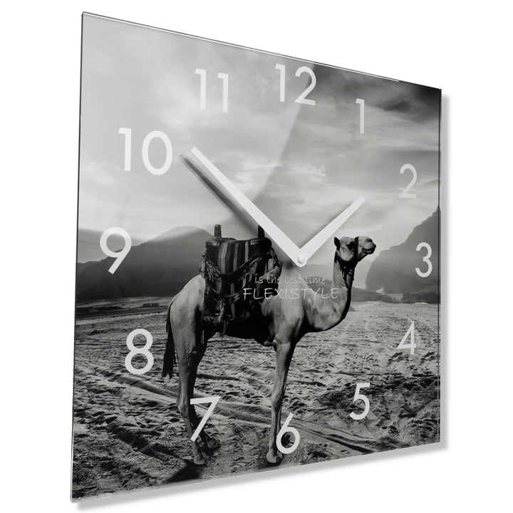 FLEXISTYLE Wanduhr Eckig Wohnzimmer, 30 x 30 cm, aus Glas, mit Direktdruck modern ohne tickgeräusche