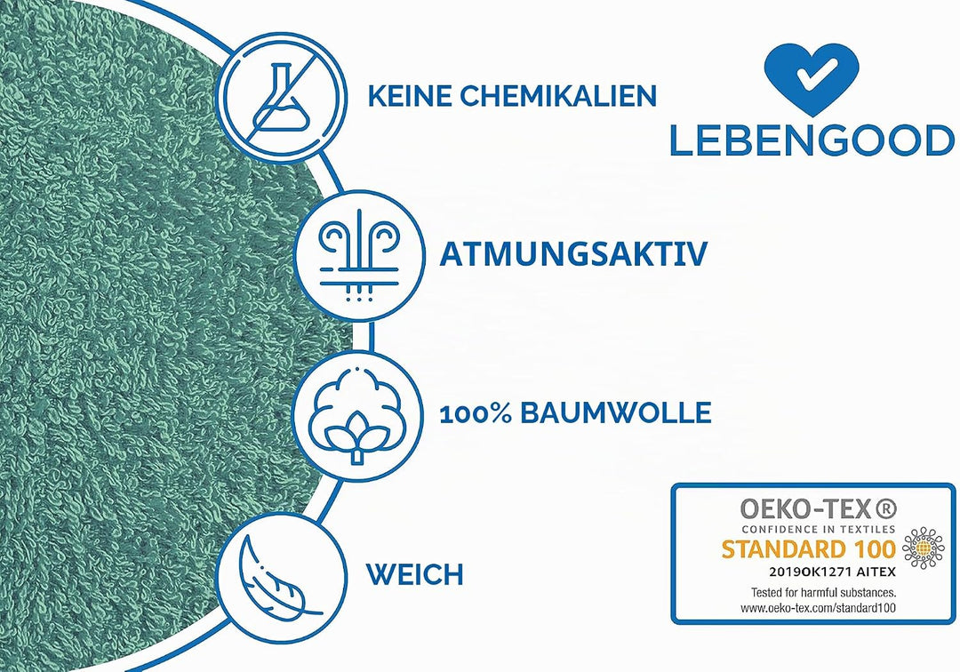 LEBENGOOD Bademantel für Damen, Herren, Unisex, Frottee 100% Baumwolle, Weicher Morgenmantel Dusche,