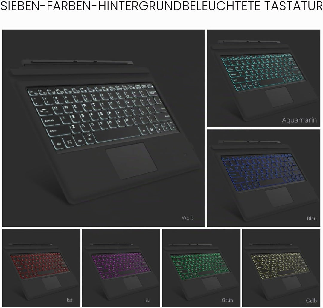 MoKo Type Cover Tastatur Kompatibel mit Microsoft Surface Pro 7 Plus/Pro 7/6/5/4/3, QWERTY Layout Bl