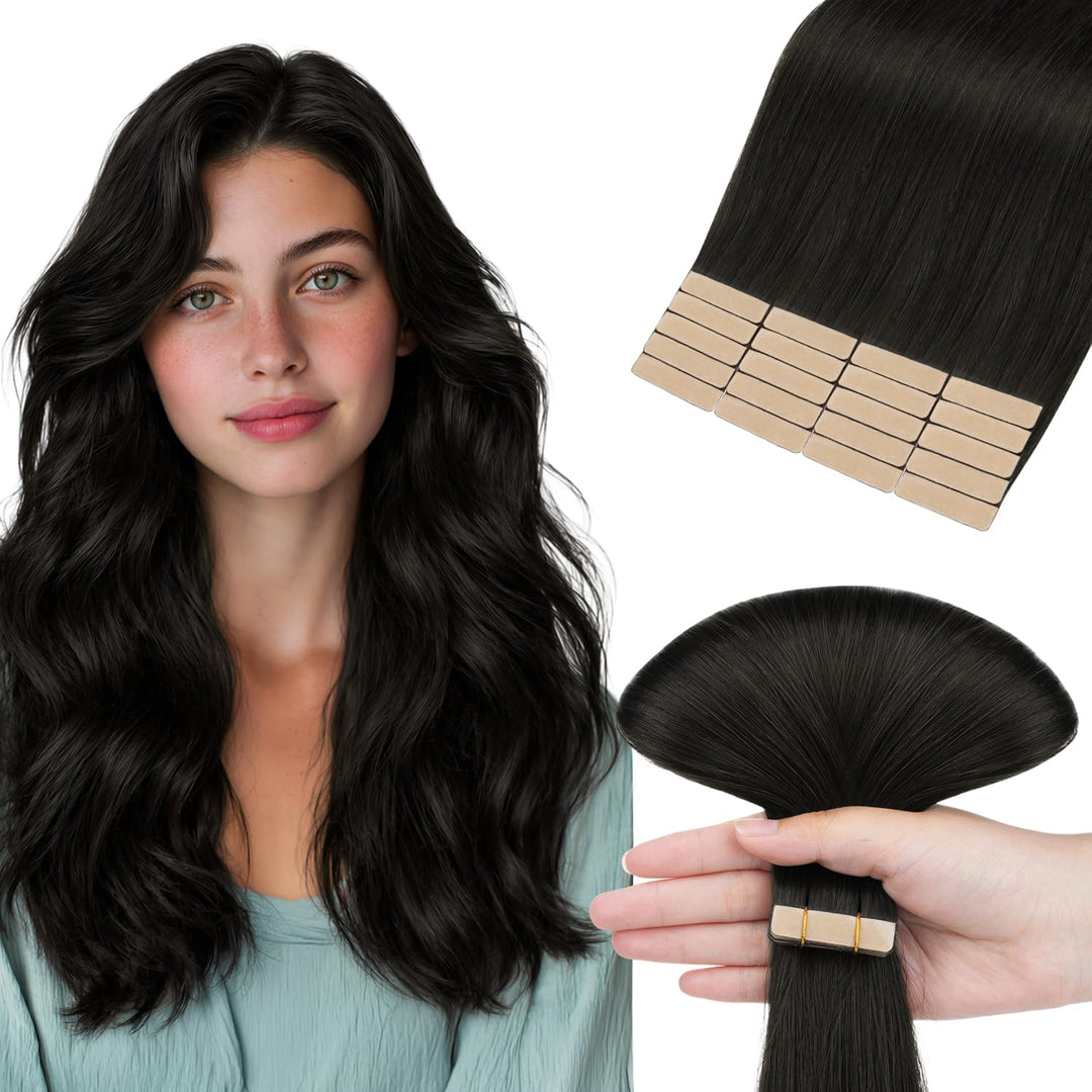 hotbanana Tape in Extensions Echthaar, 35cm Tape Extensions Echthaar 14 Zoll 20 Stück 50g Natürliche