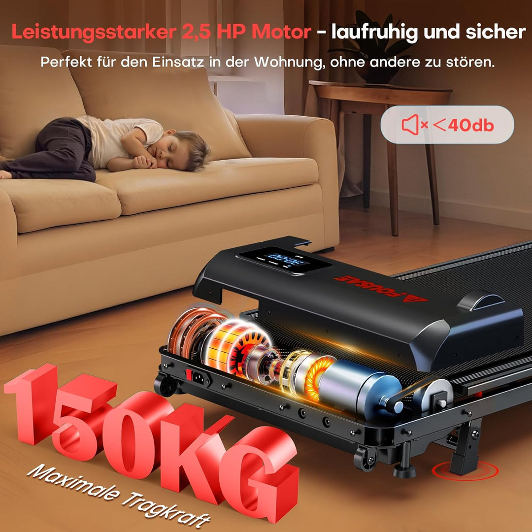 Walking Pad, 1-10 km/h Laufband für Zuhause mit 9% Steigung, 2.5HP Walking Machine mit LED-Anzeige,