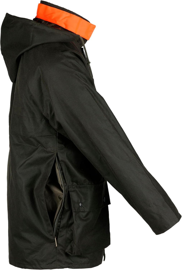 Wachsjacke New England Jager | Robuste Wind- und wasserdichte Regenjacke | Für Jäger mit Hasentasche