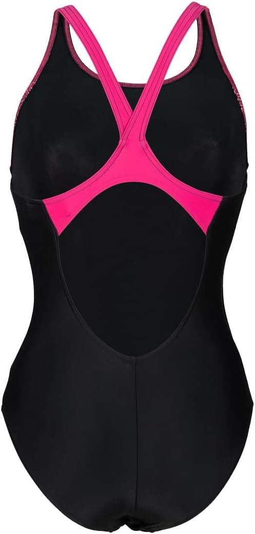 ARENA Damen Women's Swimsuit V Back Graphic Badeanzüge (1er Pack) 36 Black-freak Rose, 36 Black-frea