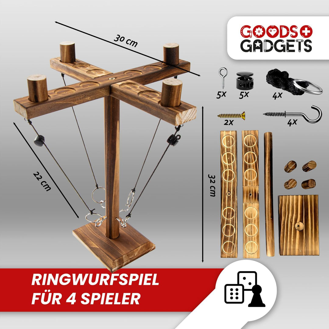 Ringwurf-Spiel Deluxe aus Holz - Das Action Ring-Haken Partyspiel; Ring Toss Hook Battle-Game in der