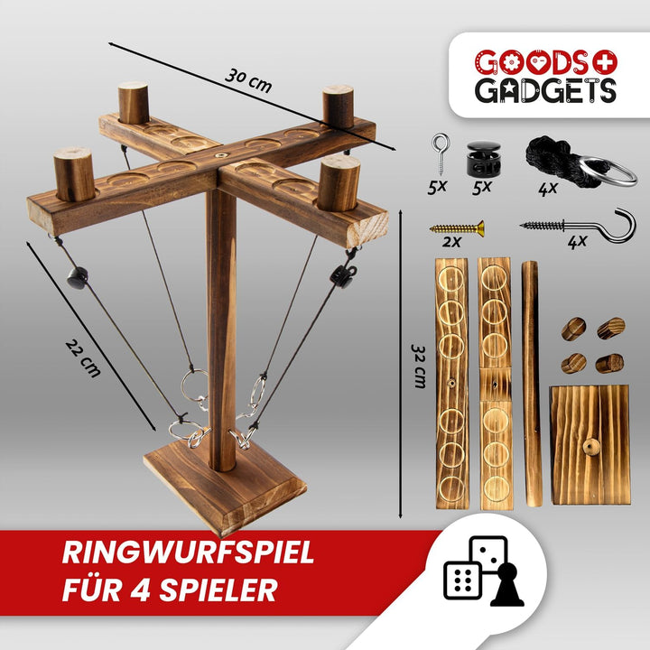 Ringwurf-Spiel Deluxe aus Holz - Das Action Ring-Haken Partyspiel; Ring Toss Hook Battle-Game in der