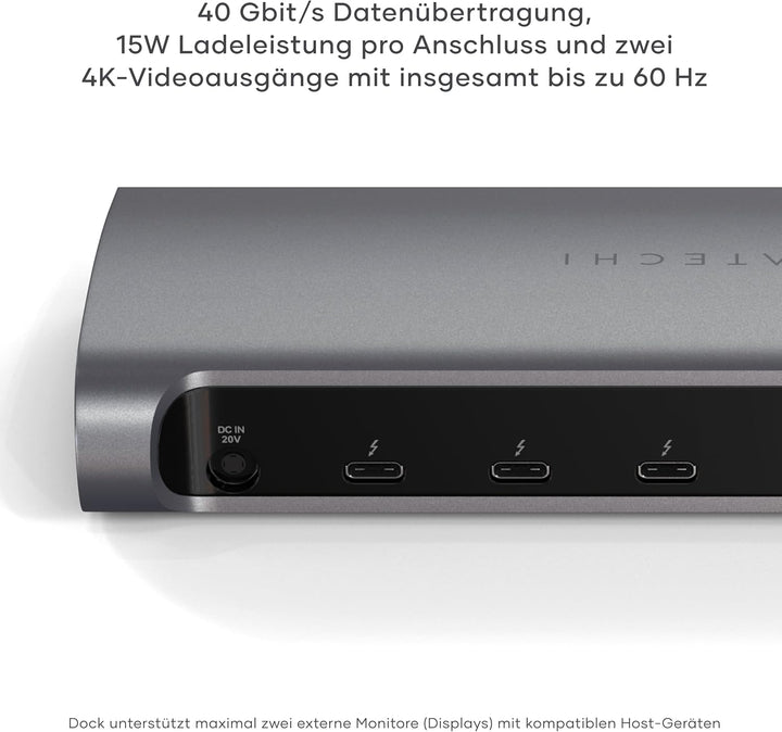 SATECHI Thunderbolt-4 Dockingstation 11-in-1 mit Host-Anschluss, 100W PD, 3X Thunderbolt 4, USB-A 3.