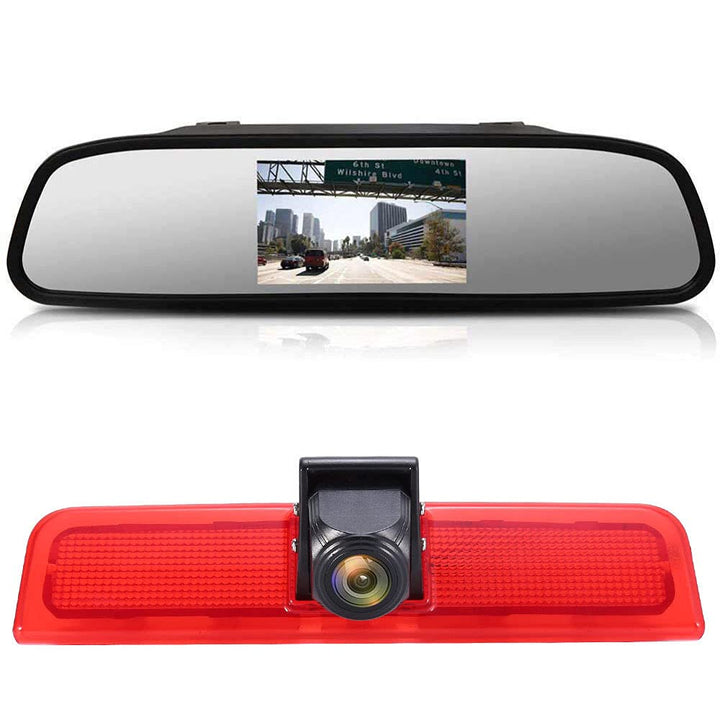 「12mm Objektiv CMOS Rückfahrkamera + 4.3 Zoll Auto Rückspiegel」Bremsleuchte Auto Dach Rückfahrkamera